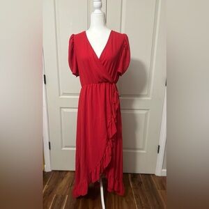 Chic Asymmetrical Red Dress